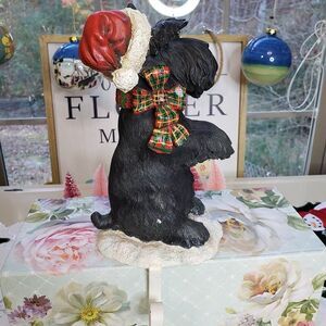 Adorable Vintage Scotty Terrier Dog Christmas Stocking Hanger Holder RARE